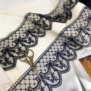 تور دانتل ترک پهن  سرمه ای و مشکی